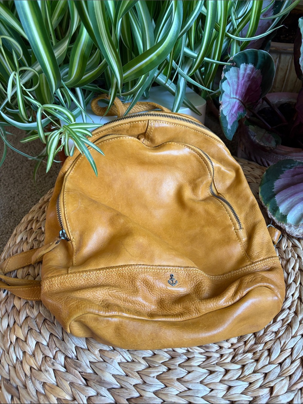 Harbour & 2nd full grain Leather Mustard Yellow Everyday Backpack